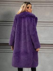 Cappotto <span class=keywords><strong>Trench</strong></span> da Donna in Ecopelliccia Intrecciata con Collo Rovesciato e Bottoni Coperti, Design Formale Invernale, Colore Personalizzabile - Product Image 5