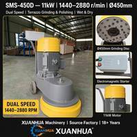 Machine à polir et à meuler le terrazzo à double vitesse XUANHUA SMS450D, 450 mm, 11 kW, 1440-2880 tr/min, meuleuse de sol en marbre, humide et sèche, CE