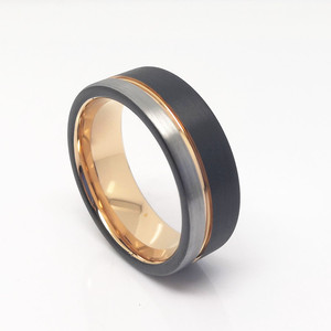 ที่ดีที่สุดขายอินเทรนด์สีดำและSilverทังสเตนคาร์ไบด์แหวนRose Goldภายใน - Product Image 3