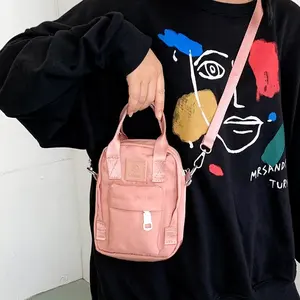 Sac à main en caoutchouc avec Logo lettre, couleur unie, poignée en Nylon pour femmes, Mini sacoche de maquillage à bandoulière, sacoche à épaule