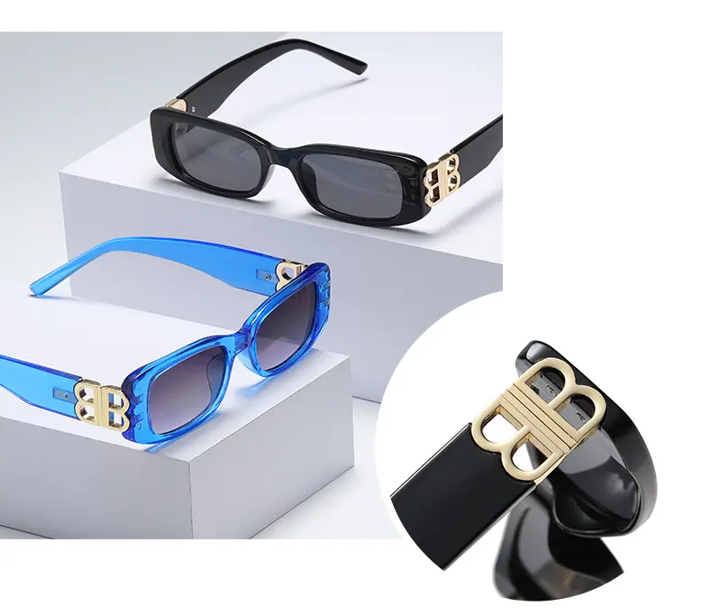 2022 New Trendy Custom Logo Fashion Vintage Small Frame Cat Eye Sun Glasses Square Small Rectangle Women Men Shades Sunglasses