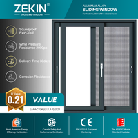 Winddruckresistentes Modernes Design Thermisch Getrenntes Aluminium-Schiebefenster Doppelt Verglastes Gehärtetes Glas AS2047