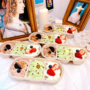 Dùng một lần dài dải bột giấy Bento hộp, món tráng miệng Takeaway bao bì hộp & tinh tế compartmentalized Bánh hộp - Product Image 3