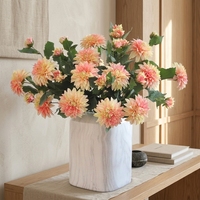 Fleur de Dahlia Artificielle en Soie, Tige Unique, 3 Têtes, Fleur Artificielle, Accessoire Photo, Décoration d'Allée de Mariage