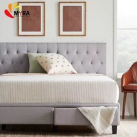 Lit superposé moderne en tissu et bois rembourré capitonné avec tiroirs pour chambre à coucher - Vente en gros