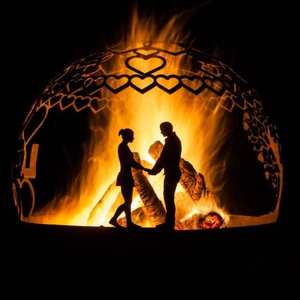 نارورة حديقة مخصصة على شكل كرة دائرية، منحوتة معدنية خارجية من الكورتن، زخارف على شكل كرة نار تعمل بالخشب - Product Image 4