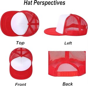 Sombrero deportivo de verano de 5 paneles al por mayor, gorras de ala plana, gorros de malla de camionero de espuma de Hip Hop, serigrafiado informal para uso en la playa al aire libre - Product Image 5