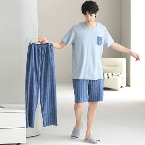 Conjunto <span class=keywords><strong>de</strong></span> <span class=keywords><strong>Pijama</strong></span> <span class=keywords><strong>de</strong></span> Algodón para <span class=keywords><strong>Hombre</strong></span>, Tres Piezas, Ropa <span class=keywords><strong>de</strong></span> Dormir Simple y Suave, Camiseta <span class=keywords><strong>de</strong></span> Verano <span class=keywords><strong>de</strong></span> Manga Corta, Pantalones Cortos, Pantalones Largos, <span class=keywords><strong>Pijama</strong></span> <span class=keywords><strong>de</strong></span> 3 Piezas, Ropa para el Hogar - Product Image 4