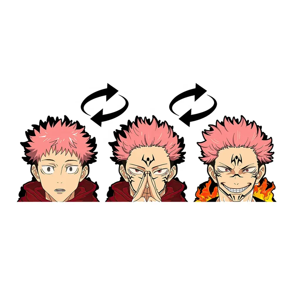 멋진 Jujutsu Kaisen 3D 렌즈 스티커 애니메이션 냉장고 창 자동차 수하물 노트북 전화 장식 모션 스티커