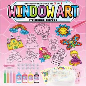 Kit de pegatinas de arte de pintura de ventana <span class=keywords><strong>2</strong></span> en 1 arte pegajoso y juego de juguetes de dibujo de atrapasoles para niños haz tu propia diversión - Product Image 2