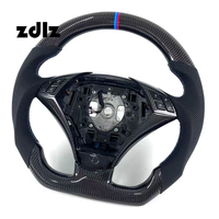 Volant en fibre de carbone avec cuir perforé noir pour BMW E60 540i 525i 530i 545i M5 2003 - 2010 Fond plat