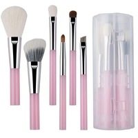 Kit de 6 pinceaux de maquillage professionnels portables pour le visage et les yeux, poils synthétiques de haute qualité, fond de teint, poudre, fard à paupières, eye-liner