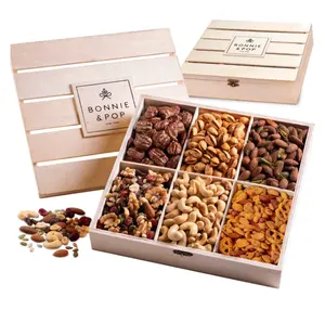 Caja de embalaje para aperitivos hecha a mano, caja de comida de madera, OEM, personalizada, única
