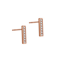 Moderne Gold Vermeil 925 Silber Pavé Stab-Ohrstecker S925 Silber Vertikale Zirkon Ohrstecker