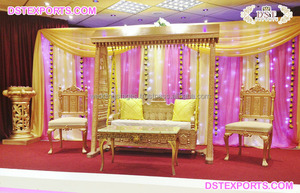 Balançoire de scène pour événement Mehndi Punjabi, décoration personnalisée en bois sculpté, balançoire de mariage hindoue, événement Mehndi, jhulas, vente en gros en Australie - Product Image 5