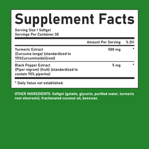 Private Label Curcumin Softgels with Turmeric Extract Flexibility Muscle Health Health Immune System 30 Softgels - Product Image 2