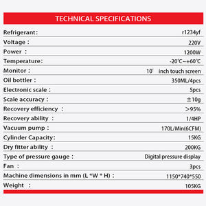 Équipement entièrement automatique de réfrigérant de machine de récupération de courant alternatif X580 R1234YF <span class=keywords><strong>pour</strong></span> l'entretien de voiture - Product Image 6