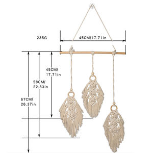 Simple 3 hojas borlas algodón macramé decoración tejido <span class=keywords><strong>tapiz</strong></span> pared arte ornamento para apartamento dormitorio - Product Image 2