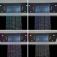Pommeau de douche LED intelligent multifonctionnel avec télécommande, grand jet de pluie, pulvérisateur carré, pour montage encastré au plafond