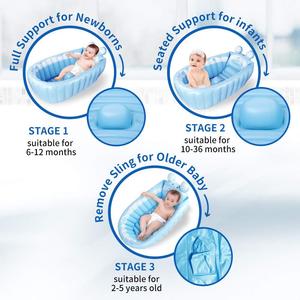 Inflatable Baby Bathtub Foldable Bear Design Infant <b>Shower</b> Tub with <b>Hook</b> for Newborn Toddler - Product Image 4