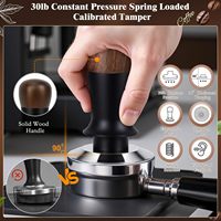 Ensemble d'accessoires pour café expresso 8 pièces : Marteau à café en noyer, Presse-poudre, Anneau de distribution d'eau, Ensemble de rangement