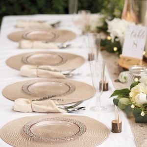 MATANA 20 pièces Assiettes à dessert jetables écologiques biodégradables en plastique 19 cm Bordure <span class=keywords><strong>or</strong></span> rose Robuste Petite Mariage Noël - Product Image 3