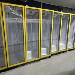 Comercial Auto descongelación Vertical doble puerta de vidrio <span class=keywords><strong>Pepsi</strong></span> Coke <span class=keywords><strong>Cola</strong></span> cerveza nevera bebida enfriador para supermercado con luz - Product Image 3