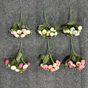 Fleurs artificielles en forme de bourgeons de thé, nouées à la main, en soie, pour décoration intérieure et vitrine, écologiques - Product Image 2