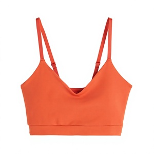Sujetador deportivo sin costuras color naranja para mujer, de alto soporte, de secado rápido, con logo frontal, para gimnasio, yoga y ropa deportiva. - Product Image 5