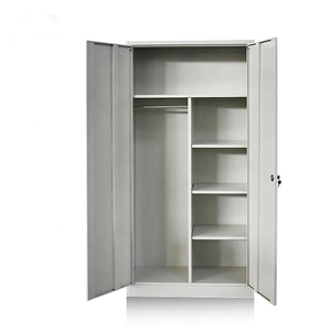 Modern Steel Closet Locker with <b>Mirror</b> 2-Door Space Saving <b>Wardrobe</b> for Office & Workshop Use Metal Cabinet - Product Image 3