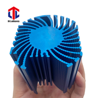 Dissipateur thermique circulaire en aluminium anodisé bleu, profilé extrudé par fraisage CNC, pour LED haute puissance