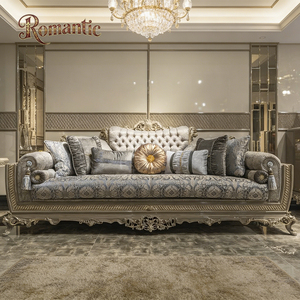 Set di Divani Turchi in Stile <span class=keywords><strong>Barocco</strong></span> Opulento, Intagliati a Mano con Finiture Dorate, Rivestimento Trapuntato in Tessuto Decorato, Struttura in Legno Massiccio per Hotel di Lusso - Product Image 2