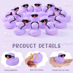 Custom Color Logo 2 Rubber Ducks Sunglasses Set 2.2 Inch Squeaky Cute Float <b>Bath</b> Toys for 0-24 Months <b>Light</b> Purple Birthday - Product Image 2