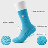Chaussettes de badminton personnalisées, chaussettes de sport rembourrées, chaussettes de compression pour l'arche plantaire, chaussettes respirantes en maille pour l'entraînement au badminton