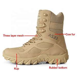 Factory Made OEM & ODM Custom Tactical Men's Leather <b>Hiking</b> <b>Boots</b> Waterproof Desert <b>Boots</b> - Product Image 2