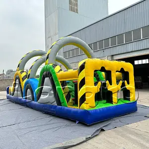 0,55mm PVC vinilo adulto tóxico Combo inflable carrera de obstáculos de agua para la venta con piscina y tobogán