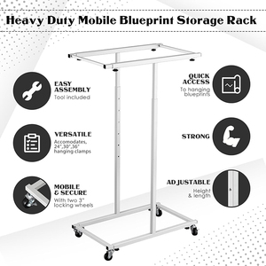 Jh-mech mobil Blueprint tutucu harita organizatör raf genişliği yüksekliği ayarlanabilir dikey ağır <span class=keywords><strong>Plan</strong></span> kağıt tutucu - Product Image 6