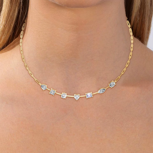 Luxury Mixed Shape Diamond Chain <b>Necklace</b> Fine <b>Statement</b> Jewelry for Beautiful Bride - Product Image 1