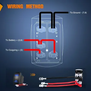 للسيارات والشاحنات أضواء جانبية RVs مفتاح شريط مع ليزر 5Pin على إيقاف SPST ضوء LED 20A/12VDC 10A/24VDC مفاتيح الروك السلطة - Product Image 5
