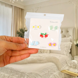Fresh Sweet Cartoon <b>Stud</b> Earrings 5 Pairs <b>Plastic</b> Alloy Women Gift Fashion Jewelry - Product Image 3