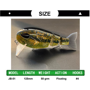 Lvde atacado 3 juntas de touro, shad, enfrentar, 12.5cm, 50g, batom flutuante, billed, para iscas de pesca de robalo - Product Image 2