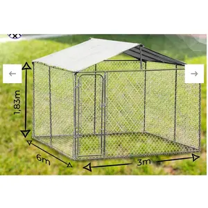 6*10*6 Grote Hondenkennel Buiten, Kettingschakel Mesh Dierenkooien, Gegalvaniseerd Stalen Hondenkattenhuis Met Pakket