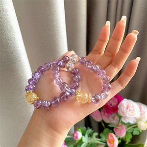 Pulsera de Hielo con Cuentas en Forma de Bola de <span class=keywords><strong>Asai</strong></span> Púrpura Natural DIY con Microincrustaciones de Patrón Rayado y Fragmentos de Cristal, Regalos - Product Image 2