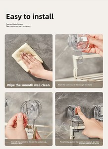 Estante de Almacenamiento de Alimentos de Lujo para Cocina, de Plástico, con Sujeción Adhesiva, Sin Perforaciones, Colgante de Pared, Multicapa y Apilable, para Uso Transfronterizo - Product Image 4