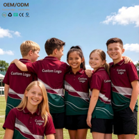Ensemble polo et short d'uniforme scolaire personnalisé avec logo ODM OEM, en polycoton, color block, fabricant de vêtements scolaires, vente en gros, 2 pièces/ensemble