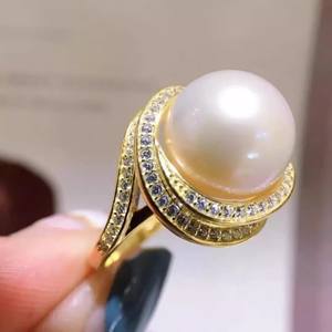 10695 Accessoires de perles DIY, bague en argent S925 édition lumière, ensemble de bijoux en argent vide avec perles rondes de 11-13 mm, style incrusté tendance - Product Image 4