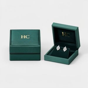 Caja de Piel Sintética de Alta Gama Personalizada para Pendientes con Inserto de Terciopelo, Logotipo Impreso en Cuatro Colores, Proveedor Mayorista de Fábrica de Empaques para Joyería - Product Image 4