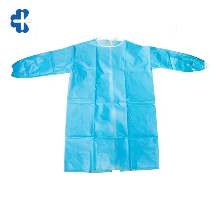 Gaun isolasi tahan air sekali pakai biru untuk rumah sakit
