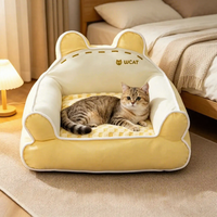 Canapé-lit pour animaux de compagnie de luxe de qualité supérieure en forme d'ours, lit pour chat chaud toutes saisons, nid douillet pour chien en peluche, mobilier pour animaux de compagnie de haute qualité, vente en gros