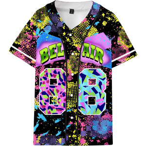 Camiseta de béisbol con estampado Bel Air 88 de los años 90 para hombre, top deportivo de poliéster - Product Image 5